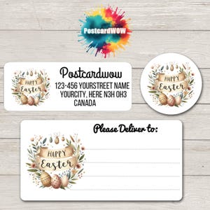 Etiquetas de "Remitente" de Felices Pascuas - Hojas de 30 pegatinas adhesivas - Amigos por correspondencia - Escritura de cartas - Tarjetas - Amigos