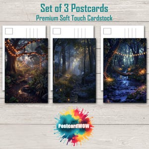 Forêt mystique - Ensemble de cartes postales - Correspondants - Postcrossing - Echange - Art - Design unique