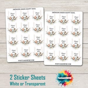Oiseaux qui se balancent - Stickers Happy Mail - Correspondants - Poste aux lettres - Postcrossing