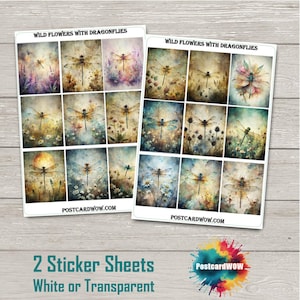 Wilde bloemen en libellen - stickerset volledige doos - Happy Mail - junkjournaal - plakboek - penvriend - Postcrossing - Planners - Knutselen