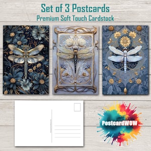 Libellules - Ensemble de cartes postales - Correspondants - Postcrossing - Echange - Art - Design unique