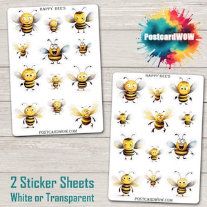 Abejas Felices - Set de Pegatinas - Correo Feliz - Diario de Basura - Álbum de Recortes - Amigo por Correspondencia - Postcrossing