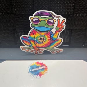 Hippie Frog  - Vinyl Sticker - Laptop - Water Bottle - Phone case - notebooks