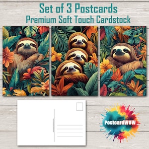 Sloths - Postcard Set - Penpals - Postcrossing - Swap - Art - Unique Design