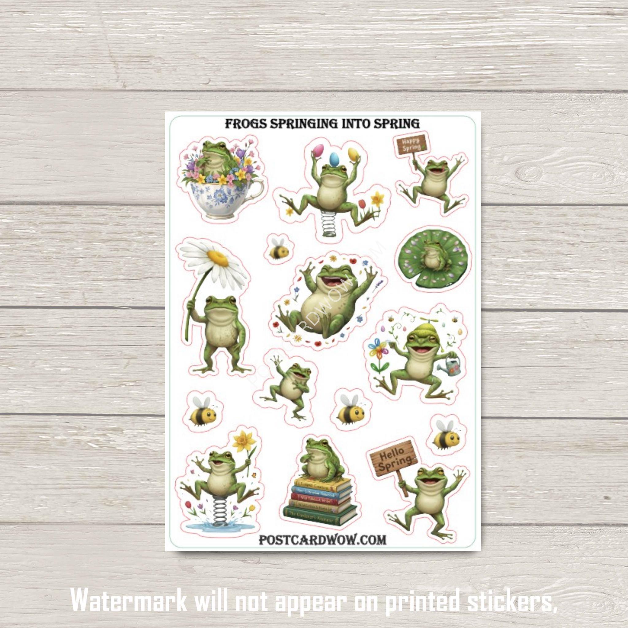 Frogs Springing Into Spring - Sticker Set - Happy Mail - Junk Journal ...