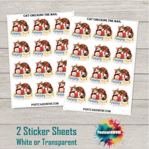 Gato revisando el correo - Pegatinas de correo feliz - Amigos por correspondencia - Correo postal - Postcrossing