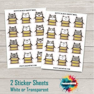 Kitty in Box  - Happy Mail Stickers - Penpals - lettermail - Postcrossing