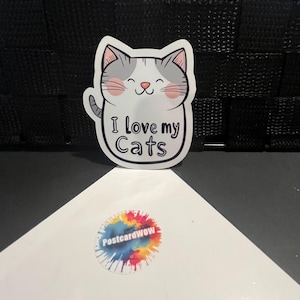 J'aime mes chats - Sticker en vinyle - Ordinateur portable - Gourde - Étui pour téléphone - Cahiers