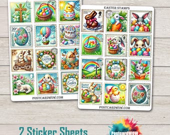 Sellos de Pascua - Set de pegatinas - Correo feliz - Diario basura - Álbum de recortes - Amigo por correspondencia - Postcrossing