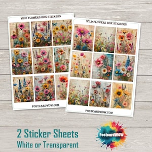 Flores Silvestres - Conjunto Completo de Adesivos para Caixa - Correio Feliz - Diário de Junk - Álbum de Recortes - Amigo por Correspondência - Postcrossing