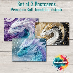 Dragons de glace - Ensemble de cartes postales - Correspondants - Postcrossing - Echange - Art - Design unique