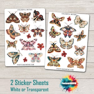 Mariposas coloridas - Conjunto de adesivos - Correio feliz - Diário de lixo - Álbum de recortes - Amigo por correspondência - Postcrossing