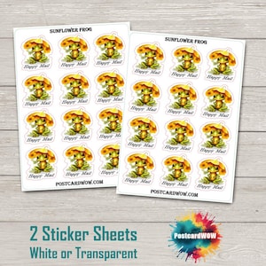 Grenouille tournesol - Stickers Happy Mail - Correspondants - Poste aux lettres - Postcrossing