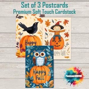 Happy Fall - Postcard Set - Penpals - Postcrossing - Swap - Art - Unique Design - Harvest