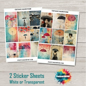 Vintage Rainstorms - stickerset volledige doos - Happy Mail - junkjournaal - plakboek - penvriend - Postcrossing