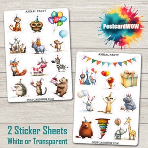 Festa Animal - Conjunto de Adesivos - Correio Feliz - Diário de Junk - Álbum de Recortes - Amigo por Correspondência - Postcrossing