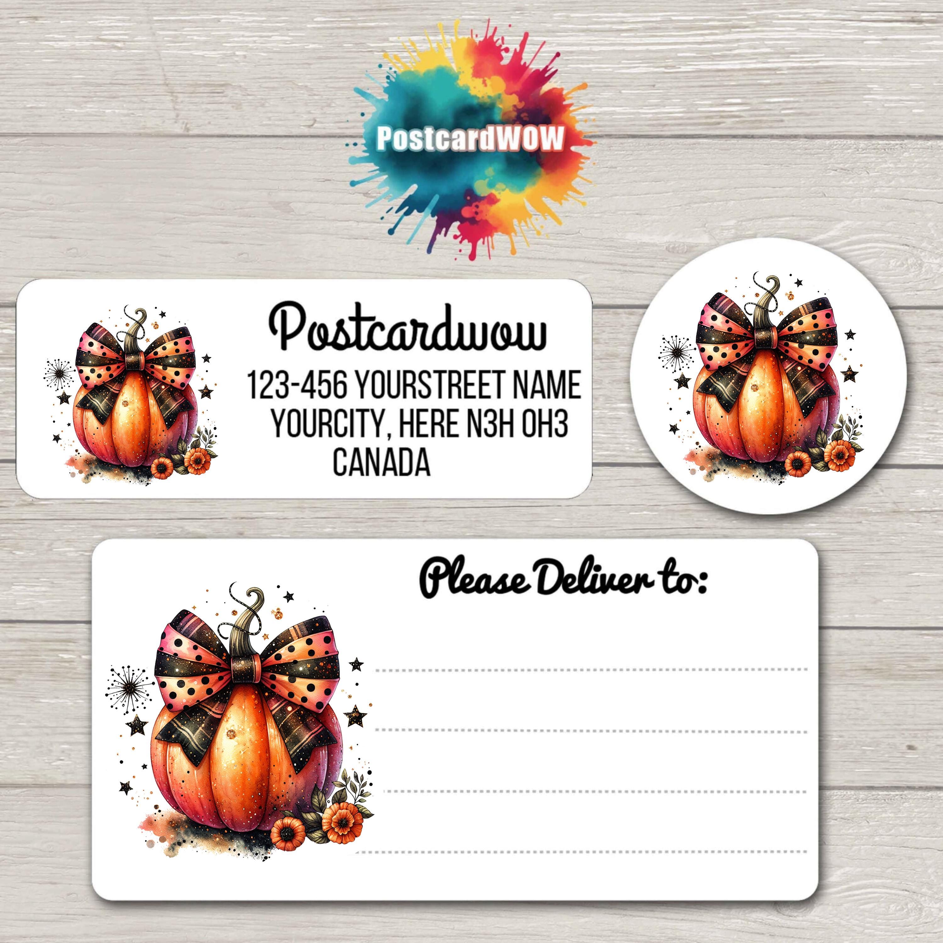 Autumn Pumpkin " Return Address "  Labels - Sheets of 30 Adhesive stickers - Penpals - Letter Writing - Cards - Friends