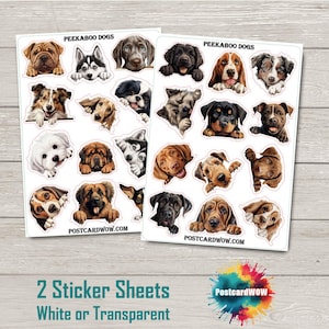 Peekaboo Dogs - Set d'autocollants - Happy Mail - Journal du courrier indésirable - Album de coupures - Correspondant - Postcrossing