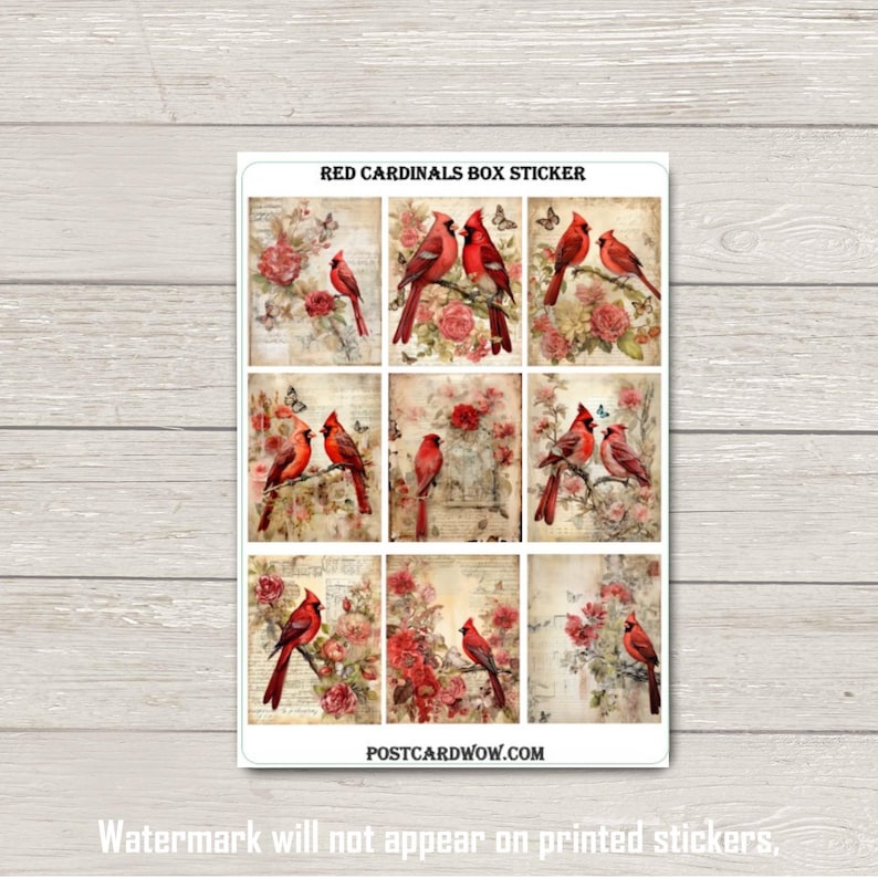 Red Cardinals - Full Box Sticker Set - Happy Mail - Junk Journal ...