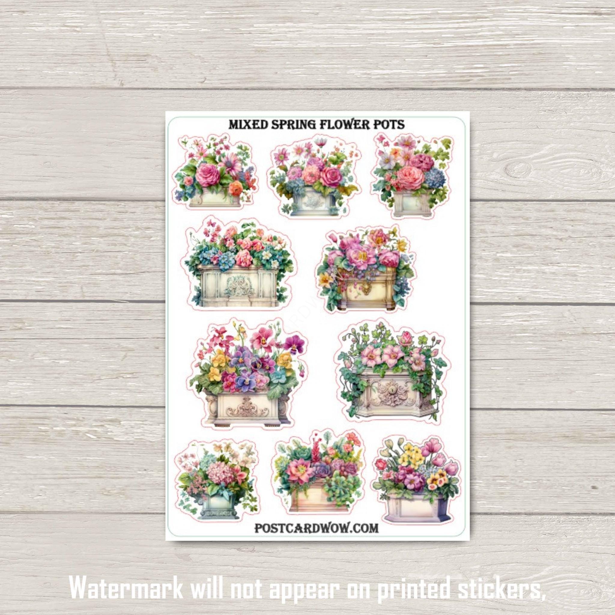 Mixed Spring Flower Posts - Sticker Set - Happy Mail - Junk Journal ...
