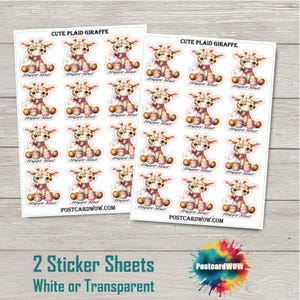 Girafa xadrez fofa - Adesivos de correio feliz - Diário de sucata - Álbum de recortes - Amigo por correspondência - Postcrossing - Artesanato