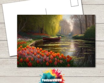 Carte postale Jardin de tulipes