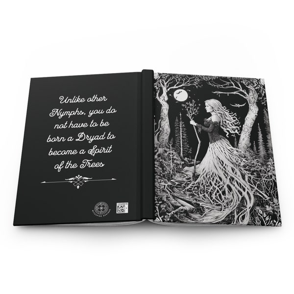 Forest Dryad Notebook || Nymph of the Trees || Pagan Spirit Goddess || Woodland Lunar Witch || Mystical Fae Hardcover Journal Matte