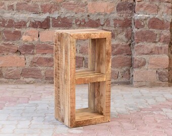 Etagère cube meuble en bois massif manguier 45x90x35cm