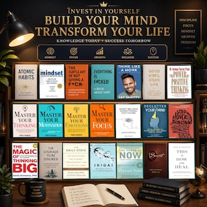 Personal Growth Digital Library | Mindset, Habits, Focus & Motivation eBooks | Self-Improvement Bundle | Instant Download