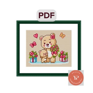 Patroon beren kruissteek schattige beren x-stitch getelde kruissteek Modern borduurwerk dierenkaart Wiskunde kind metrische kaart