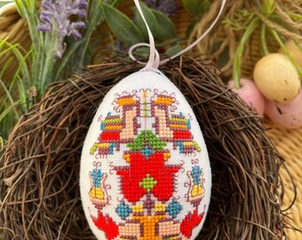 Patrón de huevo de Pascua étnico pequeño para punto de cruz, decoración del hogar de Pascua, regalo festivo, adorno de Pascua, punto de cruz pequeño, patrón primitivo de Pascua