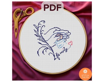 Mönster Babyprov Familjeprov Modernt korsstygn Födelseprov x-stygn Barns födelse broderi Födelsemeddelande Babypresent