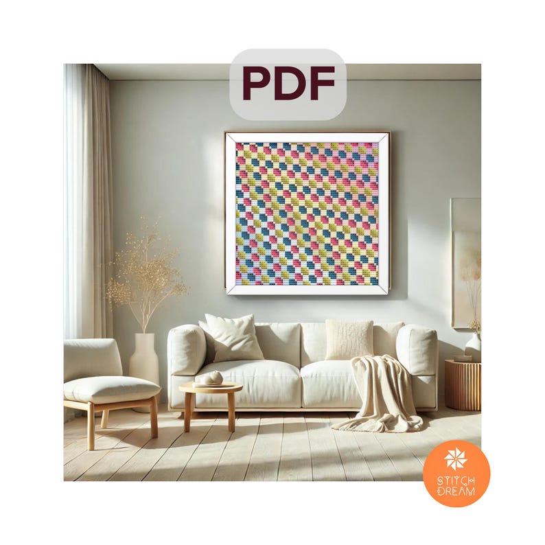 Schema Illusione Arcobaleno Schema Patchwork Moderno Punto Croce Punto Croce Contato Disegno Colorato Illusione Sampler immagine 2