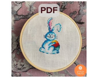 Stickmuster Osterhase Kreuzstich PDF Osterhase Stickerei Tiny Pattern Kaninchen XStitch Tier Kreuzstichvorlage Ostern Geschenk Niedliches Dekor