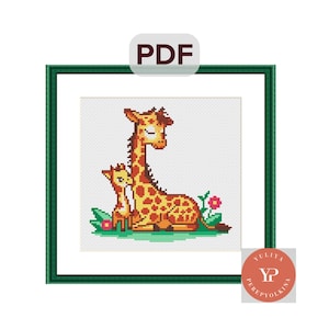 Patroon giraffen kruissteek schattige giraf x-stitch getelde kruissteek Modern borduurwerk dierenkaart Wiskunde kind metrische kaart