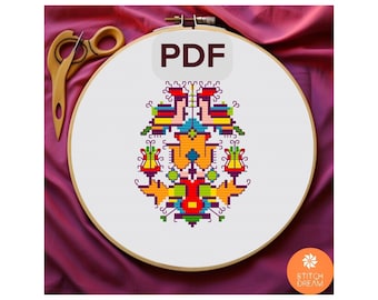 Patrón de huevo de Pascua decorativo, patrón de punto de cruz, adorno de huevo, regalo de Pascua, decoración del hogar de Pascua, costura en PDF, punto de cruz pequeño