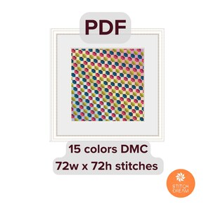Schema Illusione Arcobaleno Schema Patchwork Moderno Punto Croce Punto Croce Contato Disegno Colorato Illusione Sampler immagine 4