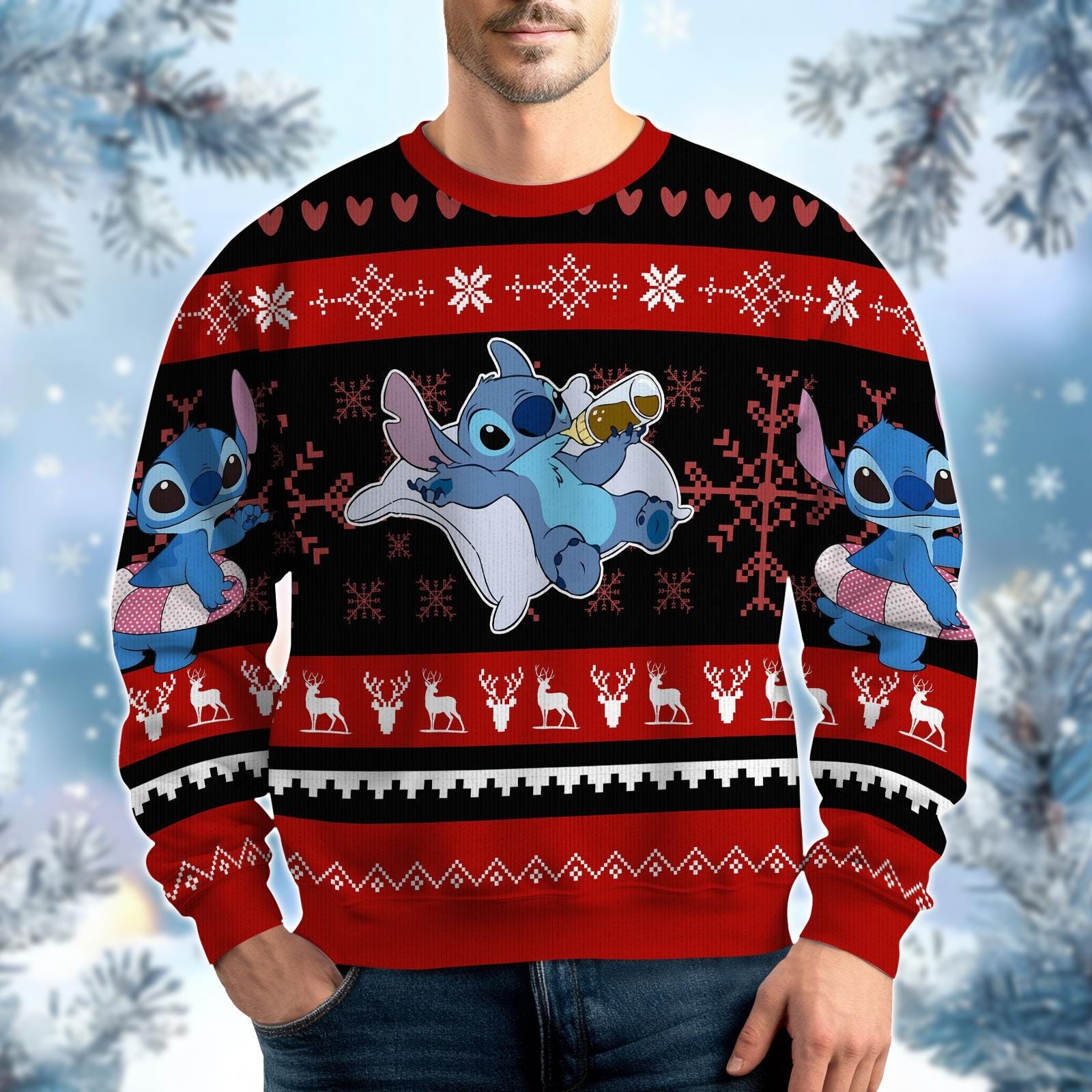 Discover Christmas Stitch Ugly Sweater, Lilo And Stitch Holiday Sweater, Xmas Party Gift, Disney Cartoon Movie Sweater, Merry Stitchmas Shirt