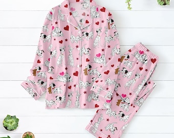 Pijama de San Valentín de Disney 101 Dálmatas, pijama de perro para mujer, pijama de pareja de Pongo y Perdita para amantes de los perros, pijama de pareja