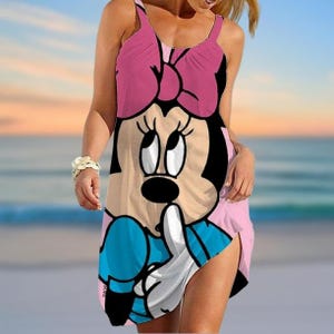 Minnie Mickey Sling Summer Dress, Disney Family Beachwear Dress, Disneyland Dress Women, Disney Girl Trip Shirt, Summer Clothing