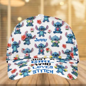 Just Girl Who Love Stitch Classic Cap, Disney Vacation Baseball Cap, Lilo & Stitch Hat, Cartoon Characters Cap Women Men, Summer Gifts