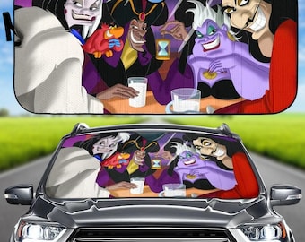 Pare-soleil de voiture Disney Villains, pare-soleil auto drôle de la méchante reine Jafar Ursula Cruella, housse de pare-brise dessin animé, accessoire de voiture d'Halloween