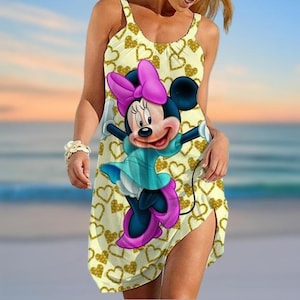 Minnie Mouse Sling Summer Dress, Disney Mouse Women Dress, Minnie Love Dress, Disney Vacation Trip Dress, Gift For Her/Mom