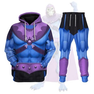 Skeletor Costume 3D Hoodie Jogger, Masters Of The Universe Cosplay Shirt Pants, Skeletor He Ma Outfit, Cartoon Supervillain Fan Gift