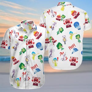 Camisa con botones al revés, camisa hawaiana Disney Feelings, pantalones cortos para hombre, camisetas de salud mental para vacaciones, camisa hawaiana para hombre, regalos para papá