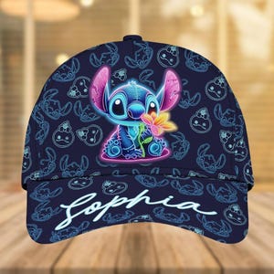 Custom Stitch Ohana Baseball Cap, Lilo & Stitch Hat With Name, Disney Trip Women Cap, Cartoon Characters Classic Hats, Vacation Gifts