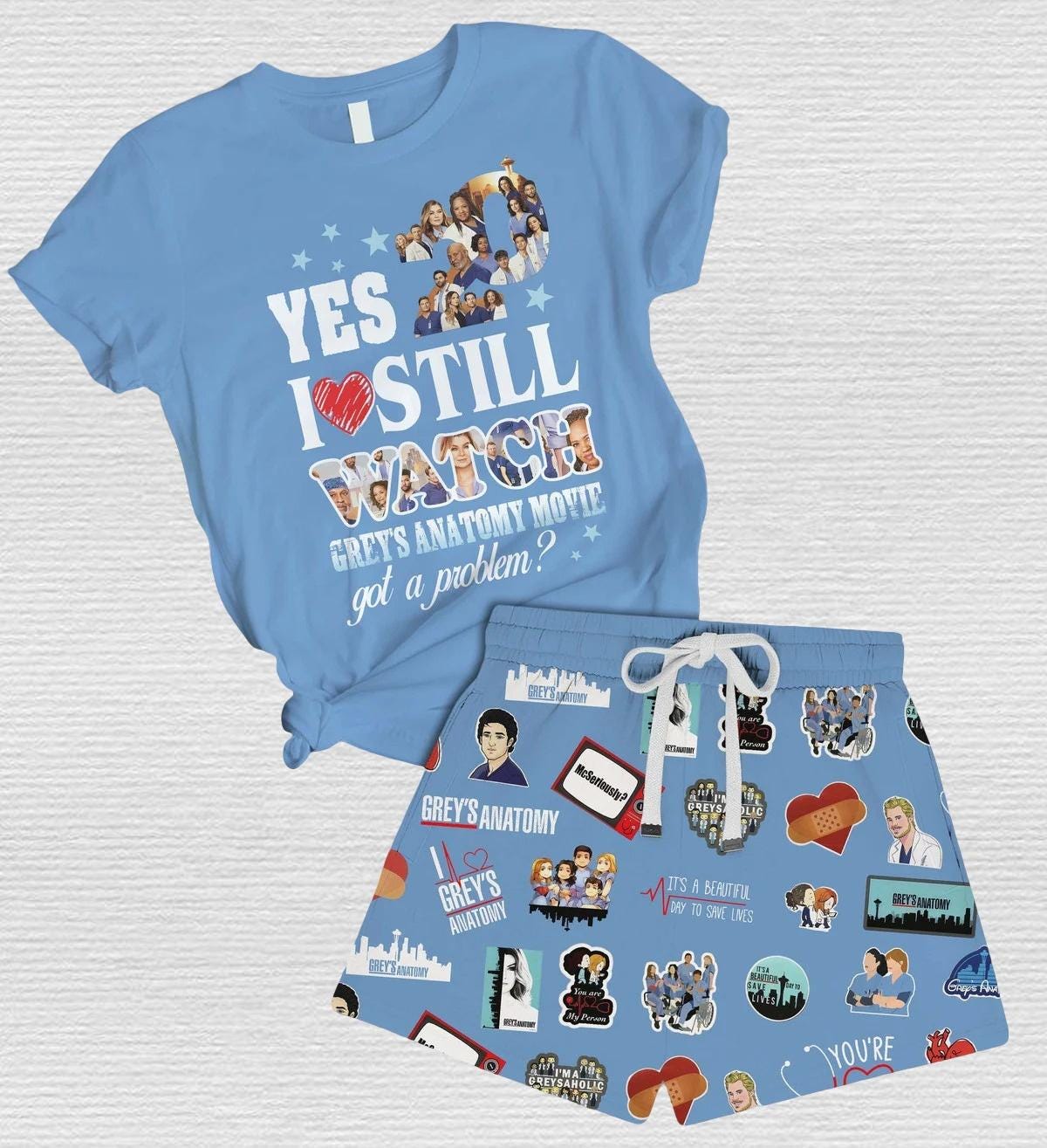 Grey's Anatomy Tshirt, Nurse Pajamas Set, Grey's Anatomy Anniversary 2025  Shirt, Women Shorts, Hospital Movie Set Pjs, Girly Sleepwear