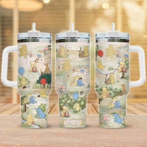 Retro Winnie The Pooh Tumbler 40oz, Pooh And Friends Classic Tumbler Cup, Disneyland Water Tumbler, Disney Characters Cup For Kids