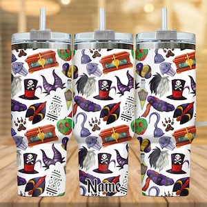 Custom Villains Hat Tumbler 40oz, Witches Tumbler Cup, Funny Spooky Water Tumbler, Disney Halloween 2025 Tumbler Cup, Wizard Cup