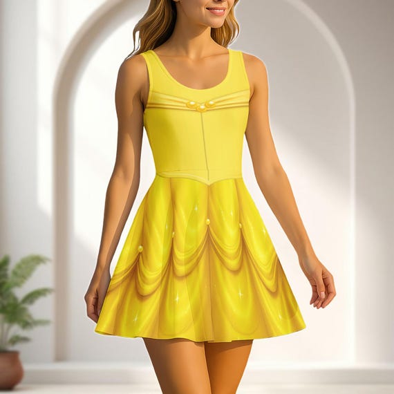 Belle Princess Skater Dress, Beauty and the Beast Costume Dress, Disney  Princess 2025 Women Dress, Halloween Disney Cosplay Outfit - Etsy